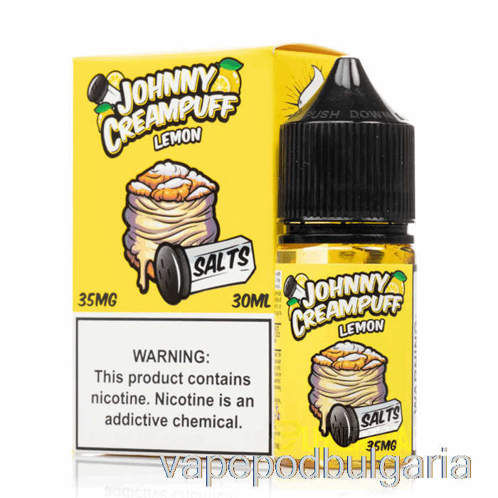 Vape 10000 Дръпки Lemon - Johnny Creampuff Salts- 30ml 35mg